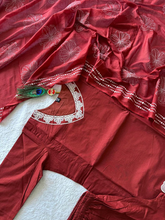 Pure Mul Cotton With Hand Block Print