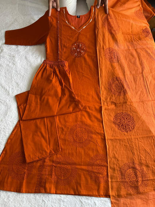 Pure Mul Cotton With Hand Block Print