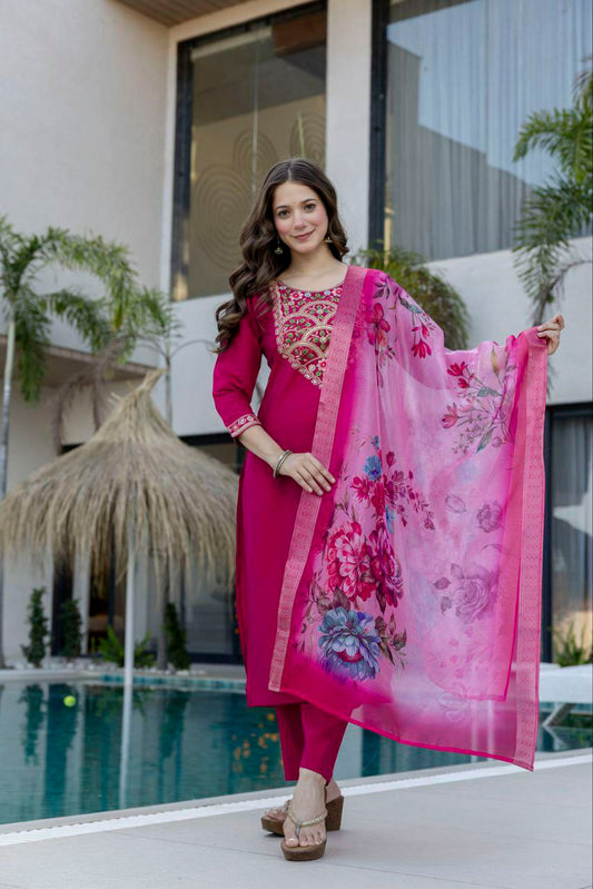 PURE VISCOSE CHANDERI WITH SEQUENCE COADING EMBROIDERY WORK
