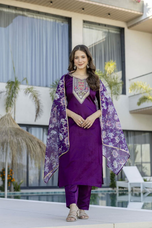 PURE VISCOSE CHANDERI COTTON SILK WITH SEQUENCE COADING EMBROIDERY WORK