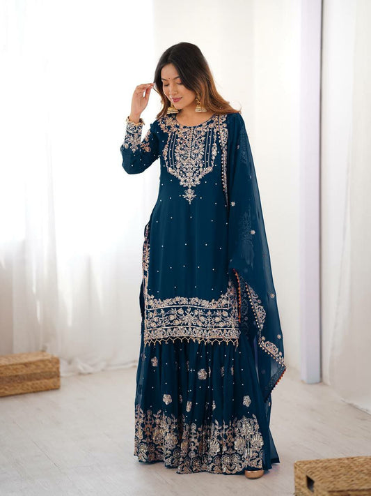 Designer Cording Dori Embroidery with Sequin & Thread Detailing and Pearl work