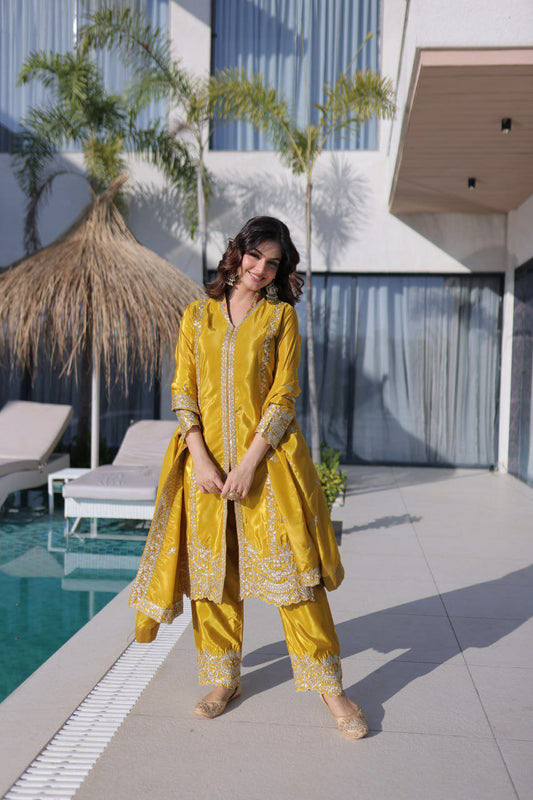 H O Fabrics With Sequins & Zari Embroidered work