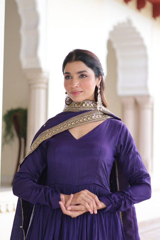 Vichitra Silk with Rich Sequins Embroidered work