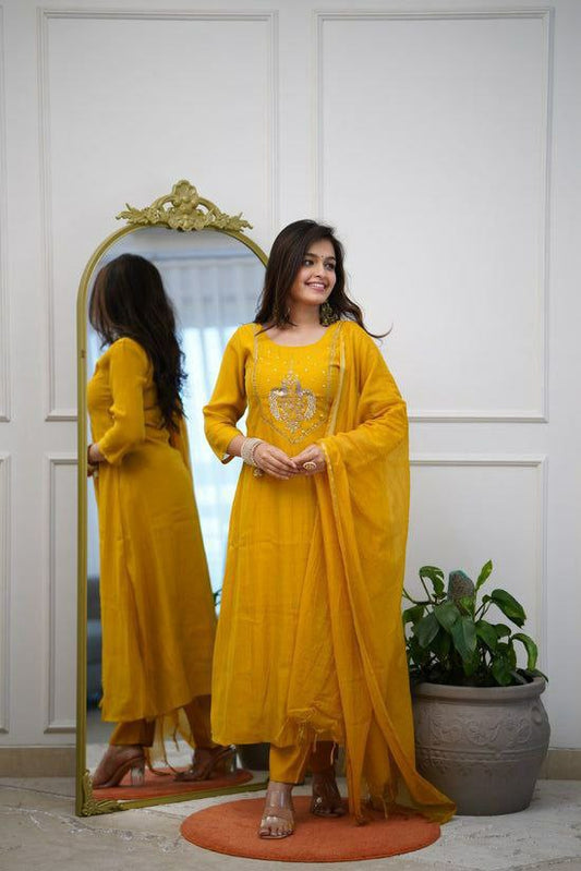 PURE VISCOSE CHANDERI WITH SEQUENCE COADING EMBROIDERY WORK
