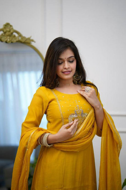 PURE VISCOSE CHANDERI WITH SEQUENCE COADING EMBROIDERY WORK