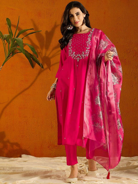 VISCOSE CHANDERI WITH SEQUENCE CODING EMBROIDERY WORK KURTIS