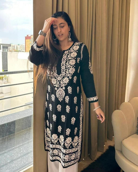 Stlish Black Cotton Kurti For Women
