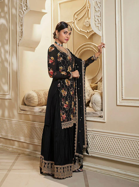 Pure Chinon Silk And Sleeve With Work Kurti