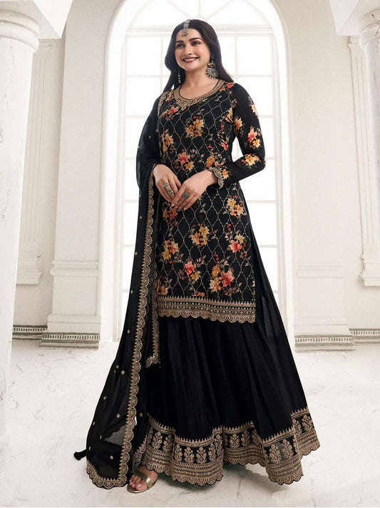Pure Chinon Silk And Sleeve With Work Kurti