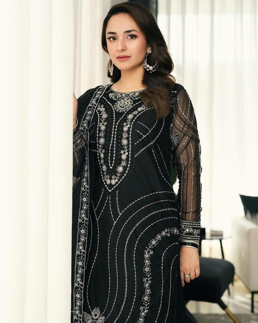 Fancy Heavy Embroidery 5mm sequence Work with latkan lace border New Kurti Pair