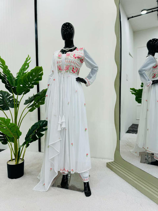 Kurti Pant With Shrug Faux Georgette With New Design Collection