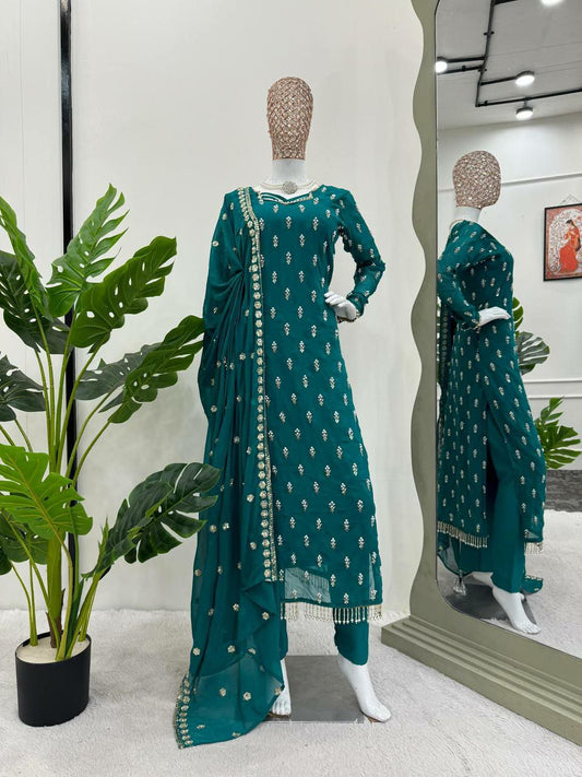 Faux Georgette RIvet Moti With Lace Border New Arrival Kurti Pair For Women