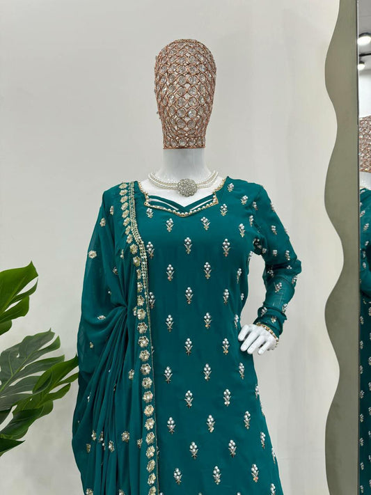 Faux Georgette RIvet Moti With Lace Border New Arrival Kurti Pair For Women
