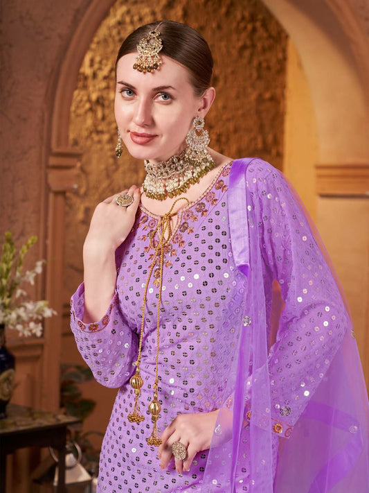 HAVY FOUX GOARGATE WITH HAVY EMBROIDERY 9 MM SIQAVS WORK AND MOTI WORK KURTI SET