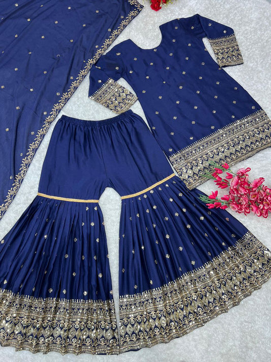 HAVY VICHITRA SILK WITH HAVY EMBROIDERY WORK SHARARA&nbsp;