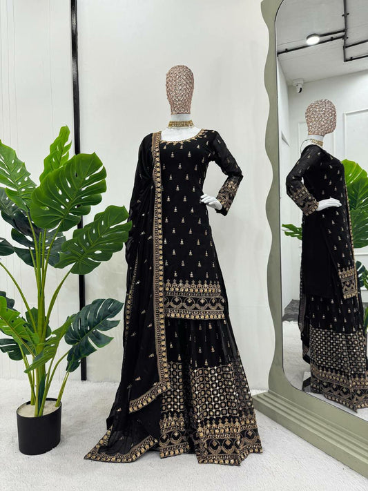 New Designer Top And Plazzo With Dupatta For Women