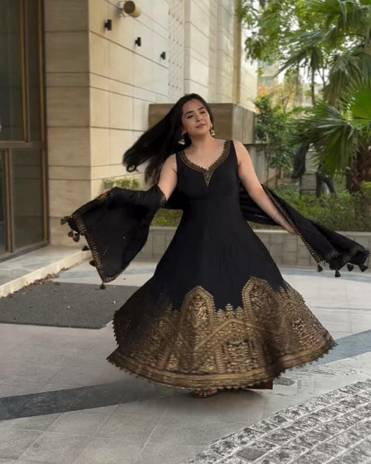 Heavy Parampara Silk And Sleeve With Work Gown Work : Heavy Embroidery And Sequins Work Gown