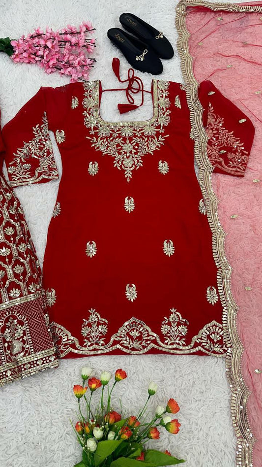 Georgette With Embroidery Sequence Work with Sleeves