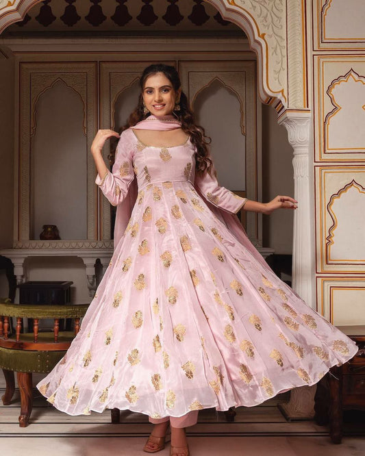 Heavy Faux Georgette With Embroidery Work With Fancy Full Sleeve Anarkali Kurti