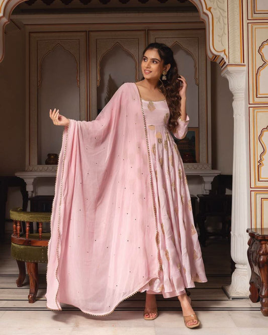 Heavy Faux Georgette With Embroidery Work With Fancy Full Sleeve Anarkali Kurti