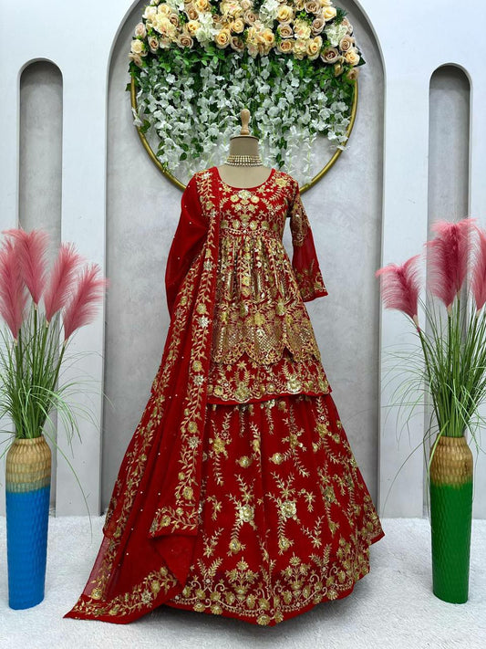 Sequnce work and Lehngha on also Georgette febric &amp; inner with Thred &amp; Sequnce work Dupatta