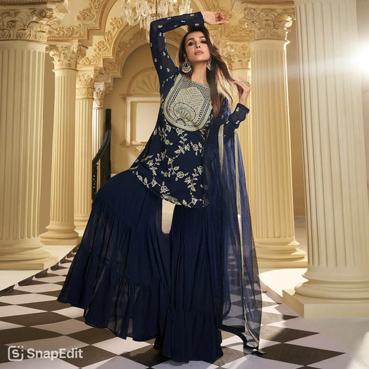 Heavy Faux Georgette Material With 5mm Sequence Embroidery Work. with (Fully Sleeves )