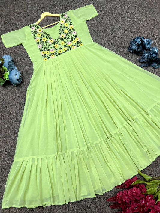 beautiful One Piece maxi for the upcoming season with beautiful Embroidery Gown