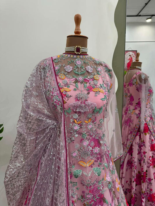 Butterfly Net Work Thread And Sequance For Girl For Wedding