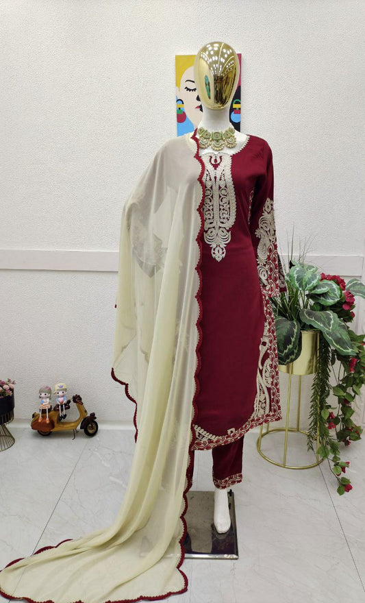 New Red Maska Cotton Work Kurti For Women