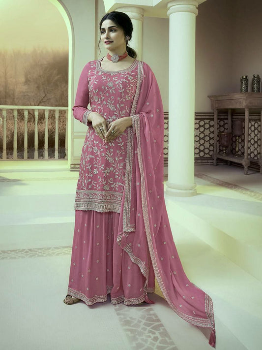Pure Chinon Silk And Sleeve With Work Kurti Embroidery Thread And Sequin Work