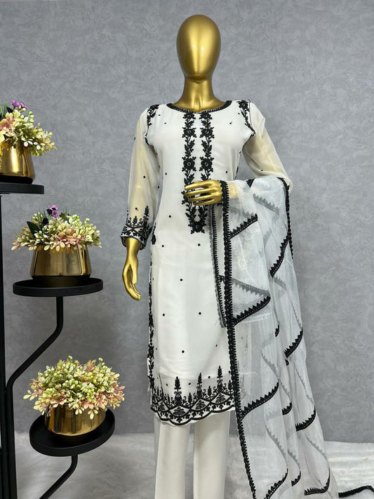 Fancy Heavy Faux Georgette Kurti Set For Women