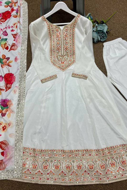 3 PIECE GOWN WITH PENT AND BEAUTIFUL DUPATTA FABRICS DETAILS GOWN
