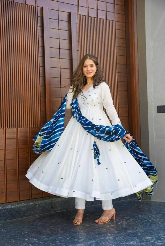 Anarkali - embroidery work butta Anarkali suit with huge flair