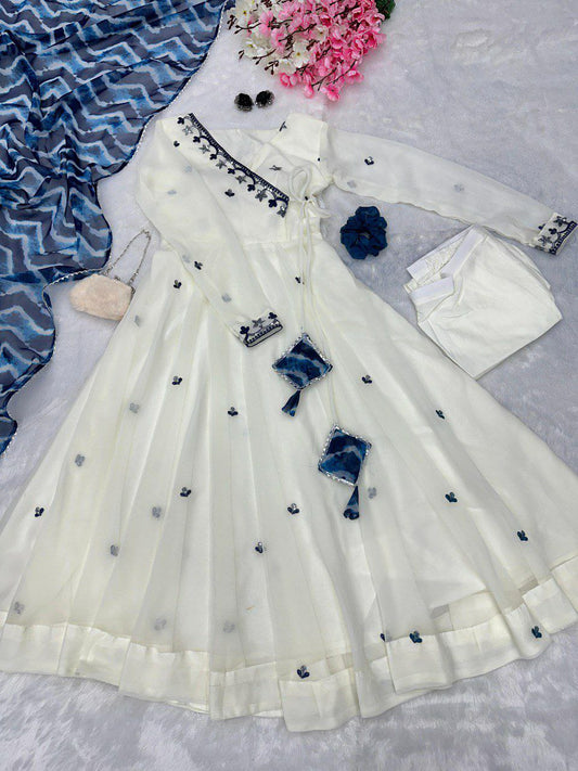Anarkali - embroidery work butta Anarkali suit with huge flair