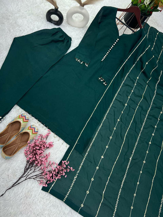 Pure Chinnon Silk With Fancy Latkan With Full Sleeve Kurti
