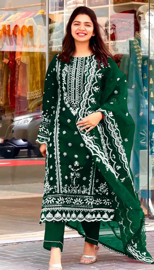 Heavy Pure Organza Material With 5mm Sequence Multi Embroidery WorkKurti with ( Fully Sleeves )