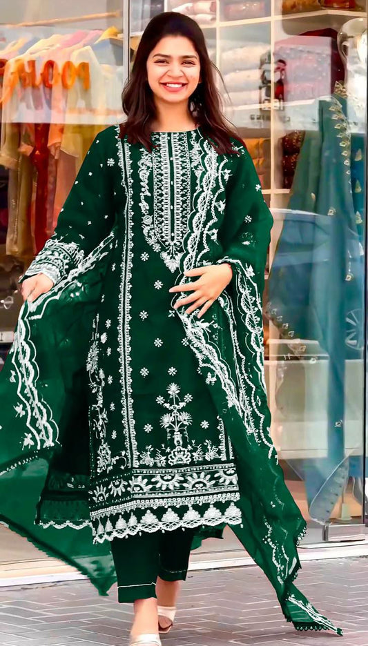 Heavy Pure Organza Material With 5mm Sequence Multi Embroidery WorkKurti with ( Fully Sleeves )