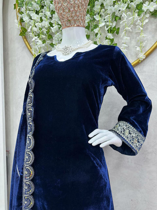 Viscose velvet Fabric Kurti Set For Women