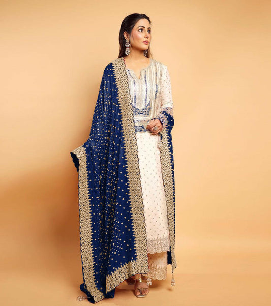 Heavy Faux Georgette With Heavy Embroidery Sequence Work with Full Sleeve Top Kurti Set