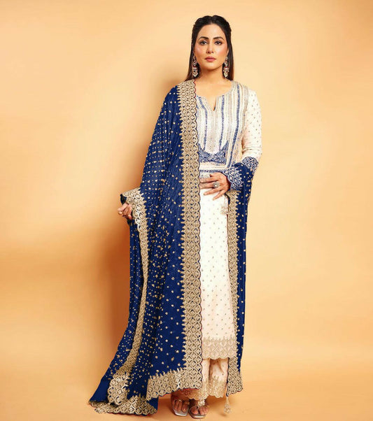 Heavy Faux Georgette With Heavy Embroidery Sequence Work with Full Sleeve Top Kurti Set