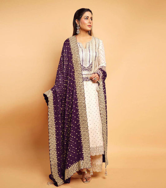 Heavy Faux Georgette With Heavy Embroidery Sequence Work with Full Sleeve Kurti Pair