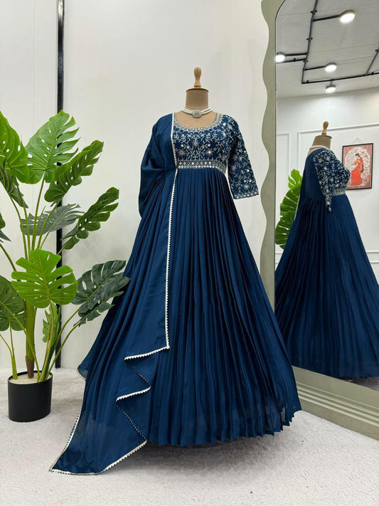 Chinon Silk New Stylish embroidery Gown