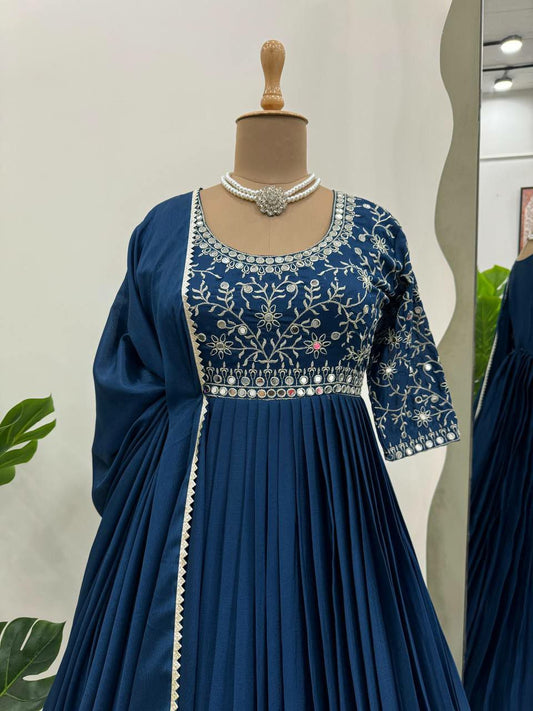 Chinon Silk New Stylish embroidery Gown