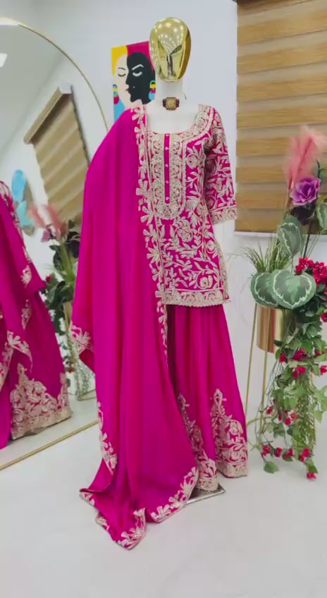 Hevy Chinon Silk Sarara Set Kurti