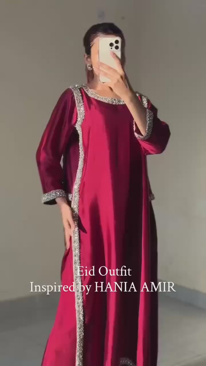 Royal Onyx Silk Suit with Intricate Silver Lace Borders & Matching Dupatta